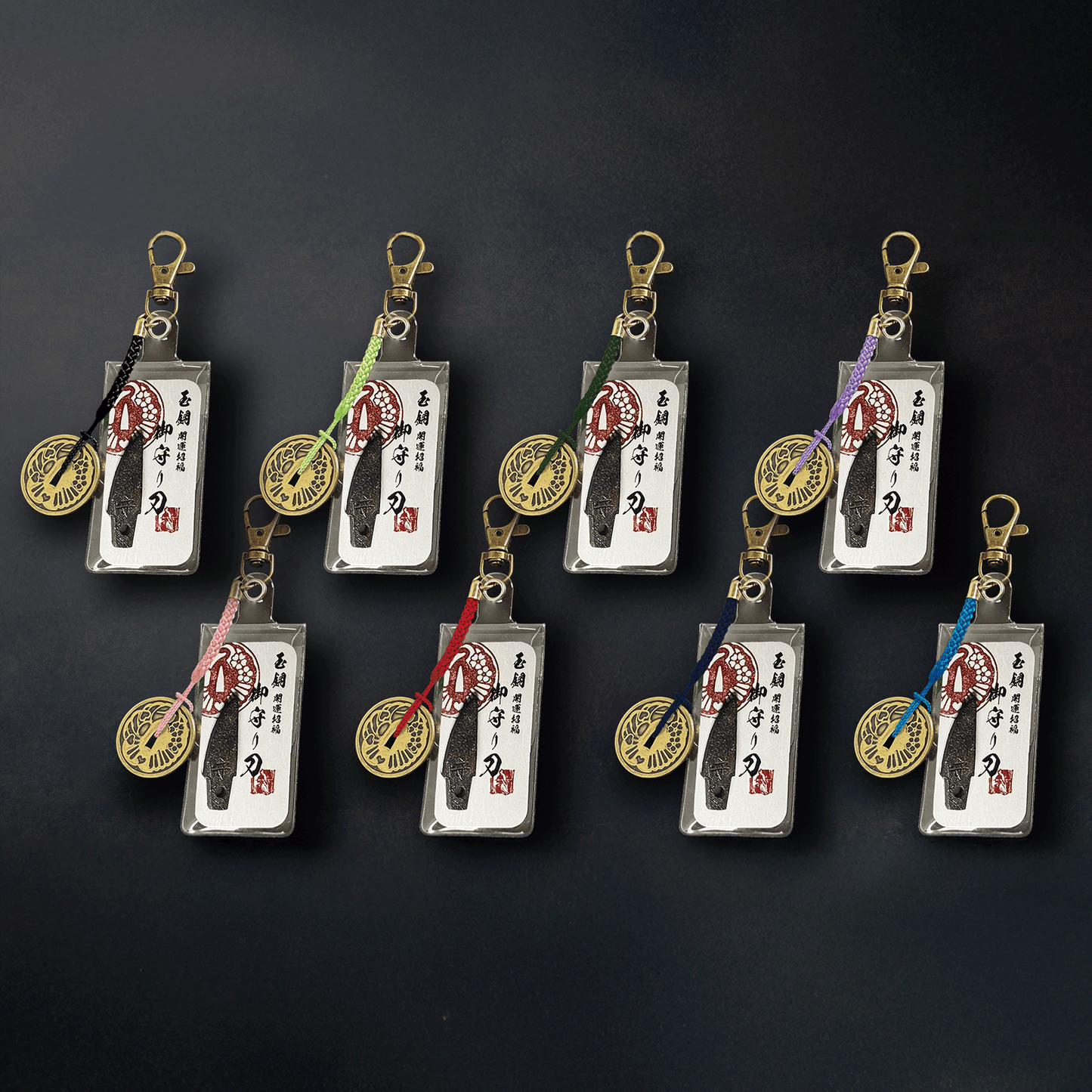 真・御守型ひとふり・カード版1st 小-wakizashi- 鐔付きアクセサリー仕様 緋色(あけいろ・赤) - HITOFURI プロジェクト