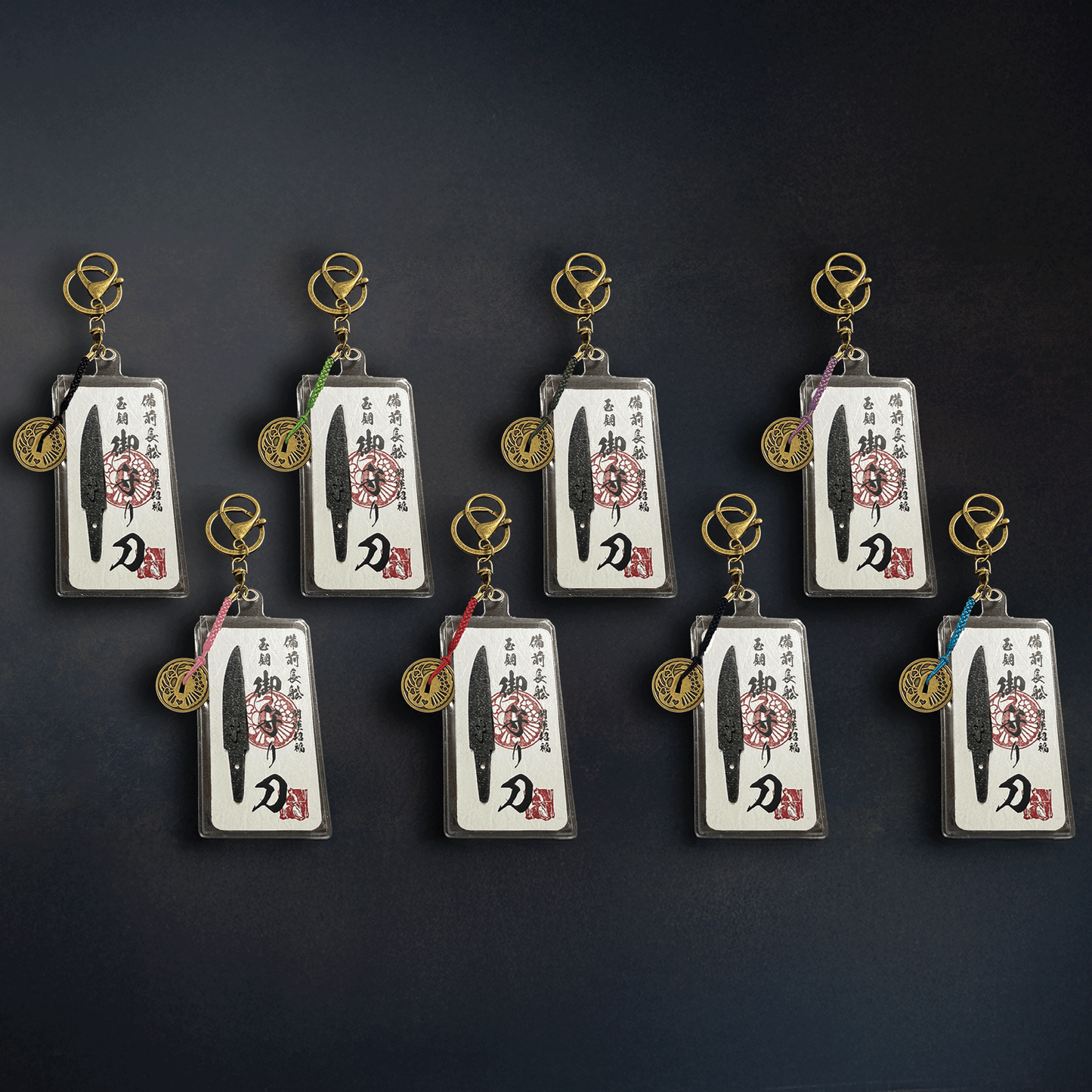 真・御守型ひとふり・カード版 備前長船「山鳥毛写し」特別ver.  大-tachi- 鐔付きアクセサリー仕様 蒼紺（そうこん・紺） - HITOFURI プロジェクト