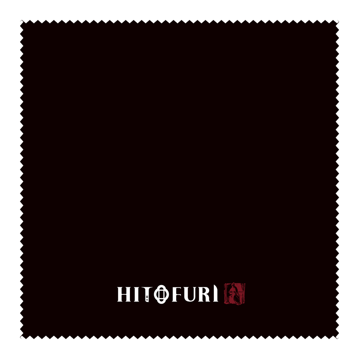 黒HITOFURIロゴ｜四辺ギザギザ仕上げの15cmクロス。支給原稿をもとに作成した商品イメージ